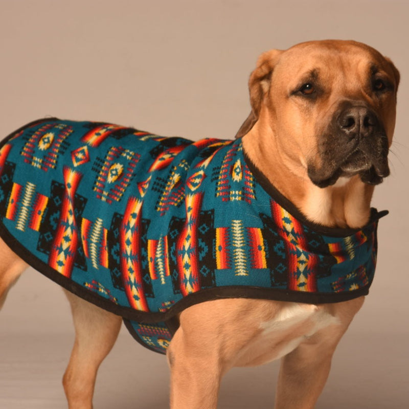 Turquoise Southwest Pet Blanket Coat - 3 Red Rovers