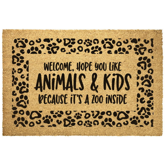Welcome Hope you Like Animals and Kids Coir Welcome Doormat - 3 Red Rovers