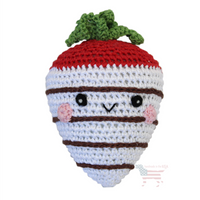 White Chocolate Strawberry Handmade Knit Knack Toys - 3 Red Rovers