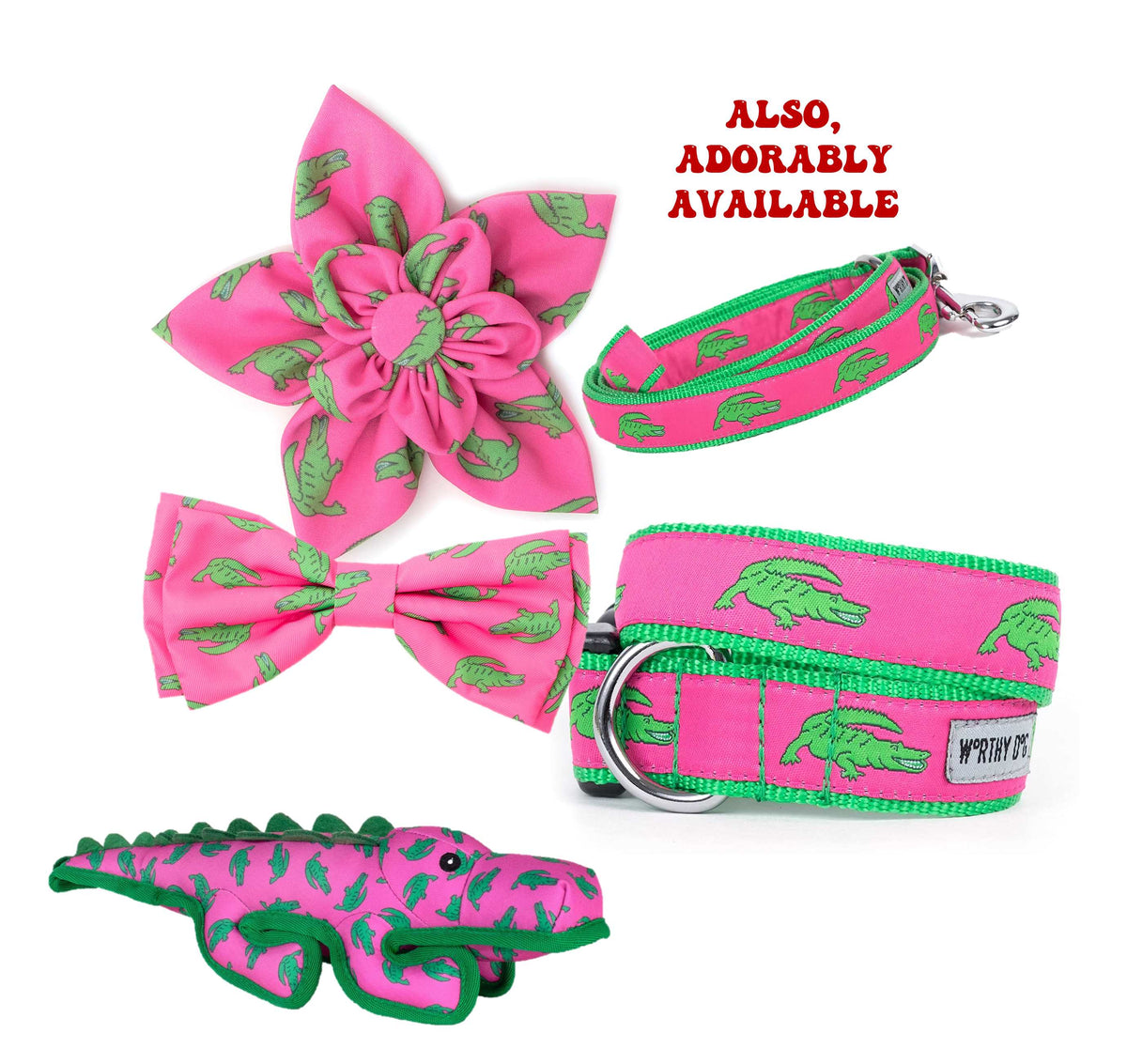 Alligators Pink Collection Dog Collar or Leads – 3 Red Rovers