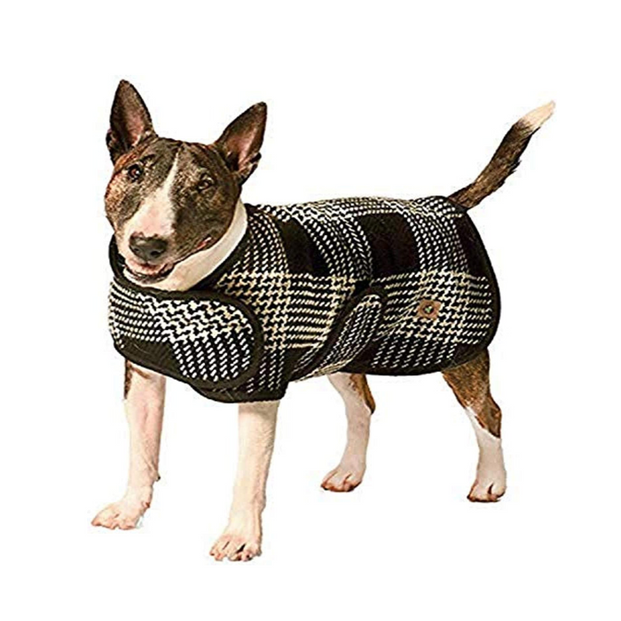 Black and White Plaid Pet Blanket Coat - 3 Red Rovers