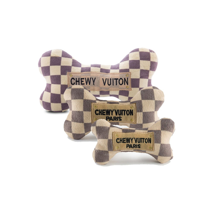 Chewy Vuiton Checker Bone Toy - 3 Red Rovers
