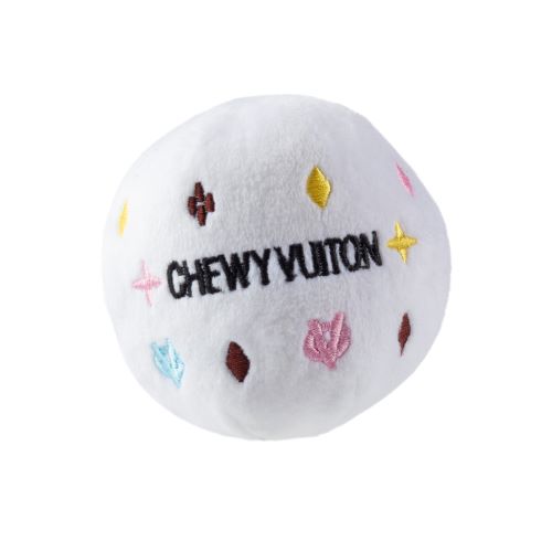 Chewy Vuiton White Ball Toy - 3 Red Rovers