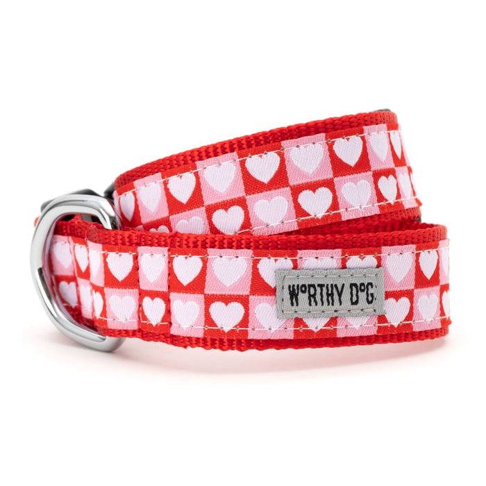 Colorblock Hearts Collection Dog Collar or Leads - 3 Red Rovers