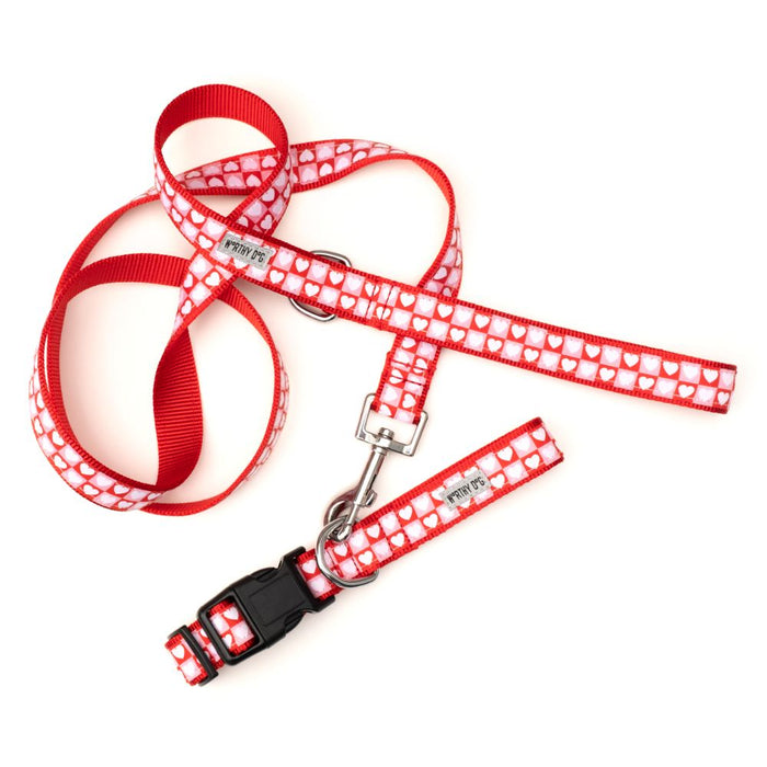 Colorblock Hearts Collection Dog Collar or Leads - 3 Red Rovers