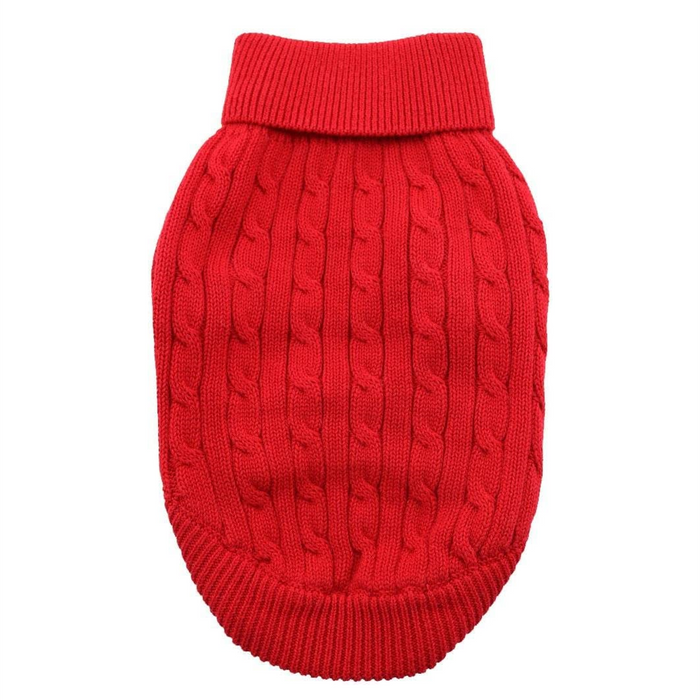 Combed Cotton Cable Knit Sweater - Fiery Red - 3 Red Rovers