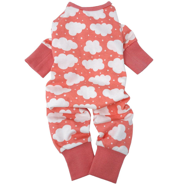 CuddlePup Coral Fluffy Clouds Dog Pajamas - 3 Red Rovers