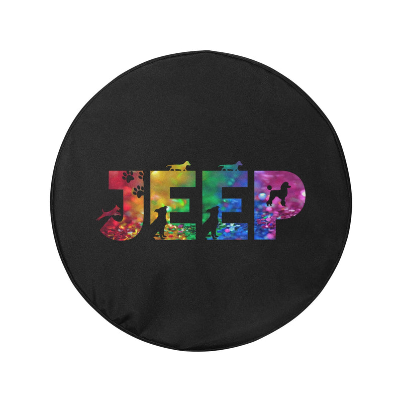 34-inch Spare Tire Cover - Rainbow Dog Letters