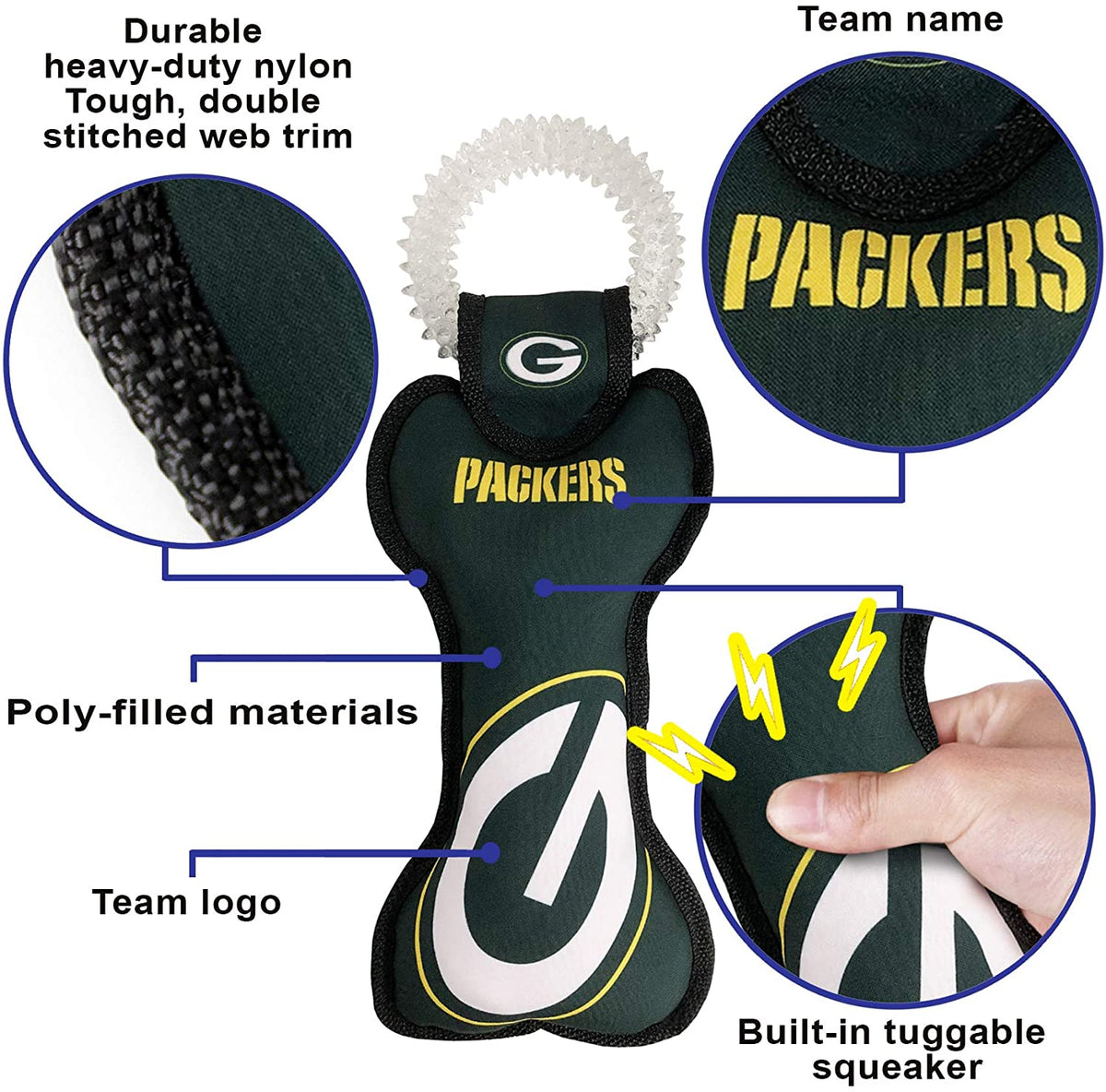 Green Bay Packers Dental Tug Toys - 3 Red Rovers
