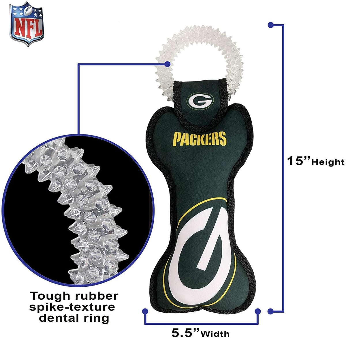 Green Bay Packers Dental Tug Toys - 3 Red Rovers