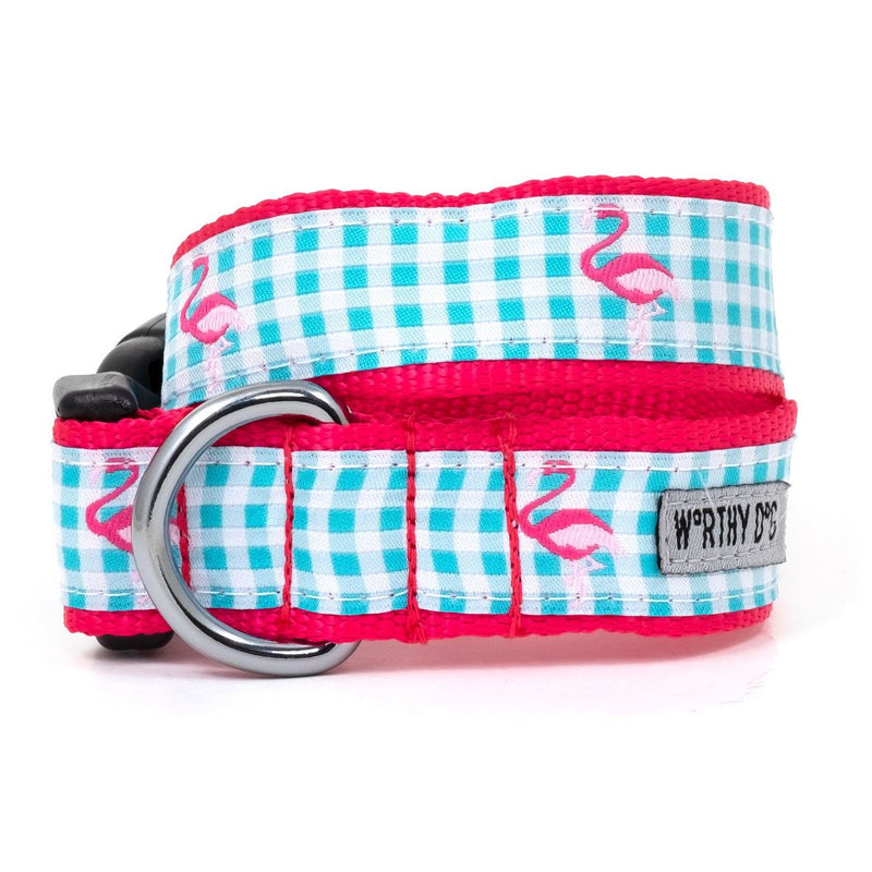 Gingham Flamingo Collection Dog Collar or Leads - 3 Red Rovers