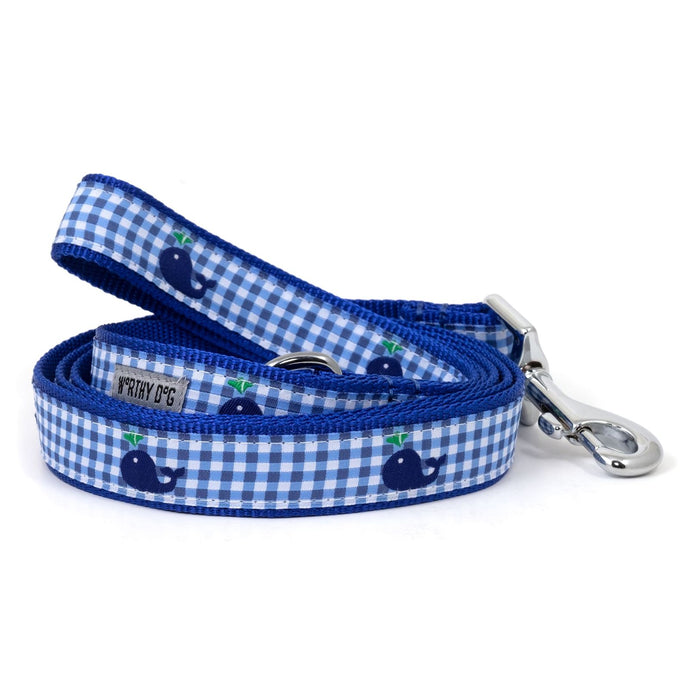 Gingham Whale Collection Dog Collar or Leads - 3 Red Rovers
