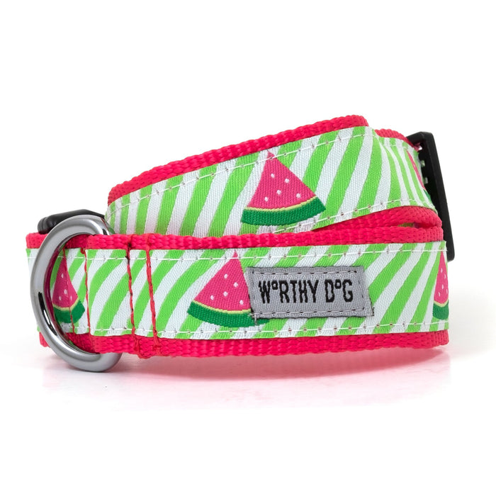 Green Stripe Watermelon Collection Dog Collar or Leads - 3 Red Rovers