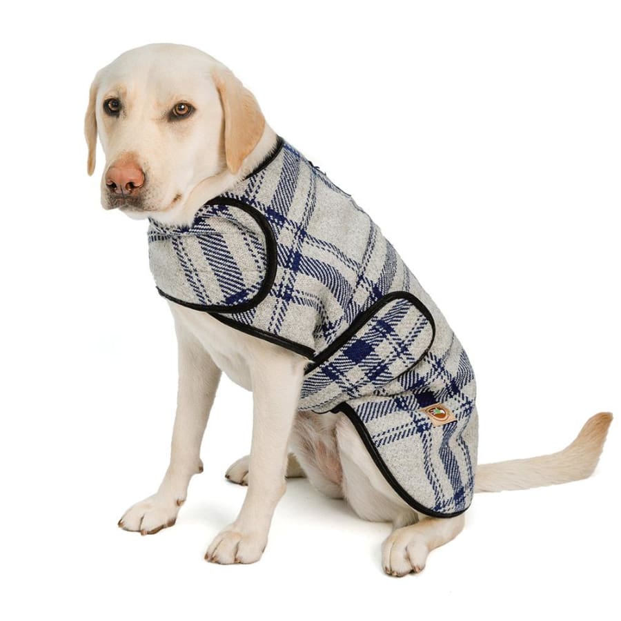Grey and Blue Plaid Pet Blanket Coat