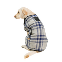 Grey and Blue Plaid Pet Blanket Coat - 3 Red Rovers