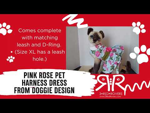 Pink Rose Pet Harness Dress with Leash