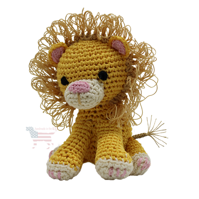King Cuddles the Lion Handmade Knit Knack Toys - 3 Red Rovers