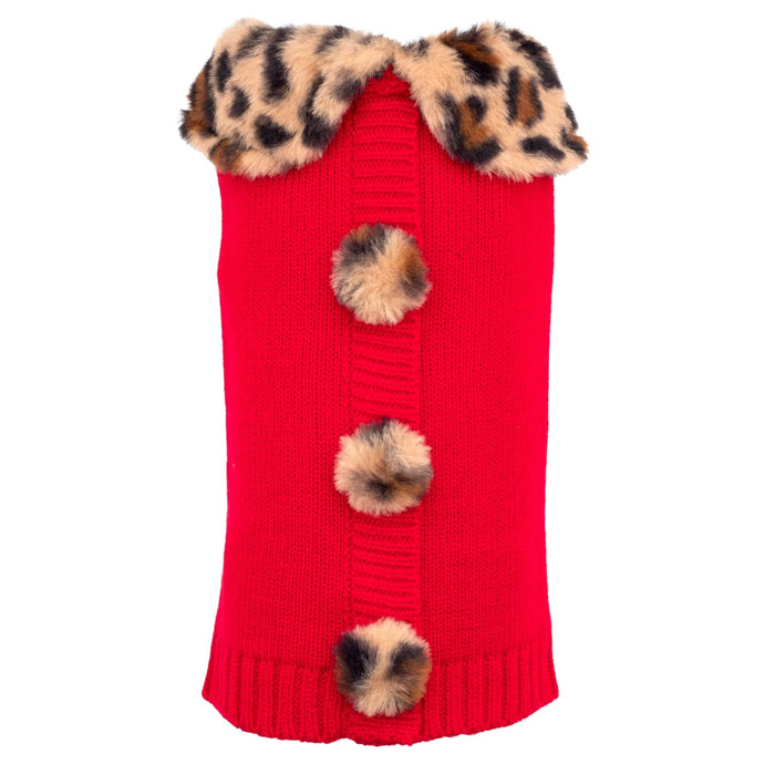 Leopard Collar Cardigan Sweater - 3 Red Rovers
