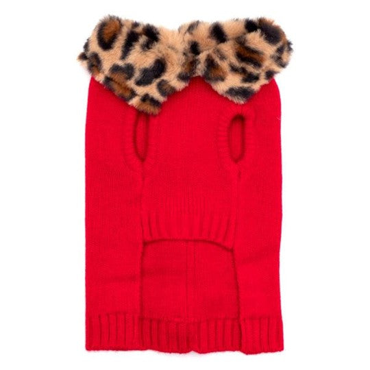 Leopard Collar Cardigan Sweater - 3 Red Rovers