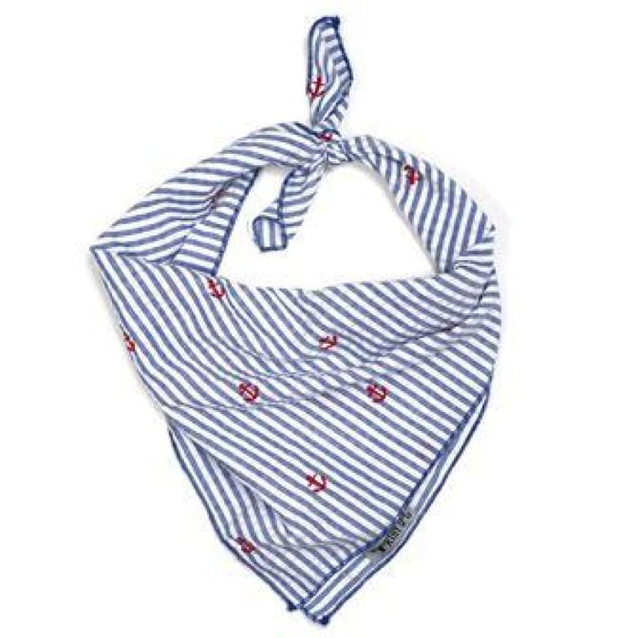 Navy Striped Anchor Personalized Bandana - 3 Red Rovers