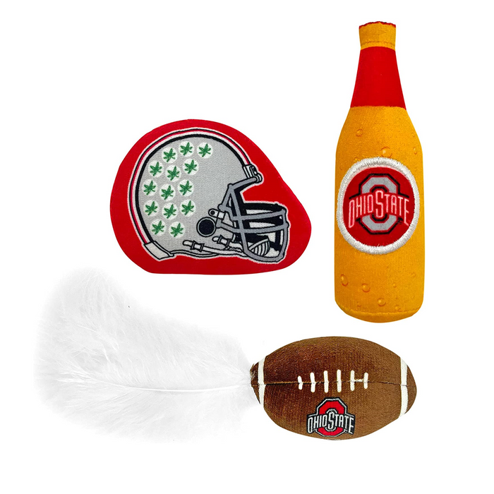 OH State Buckeyes 3 piece Catnip Toy Set - 3 Red Rovers