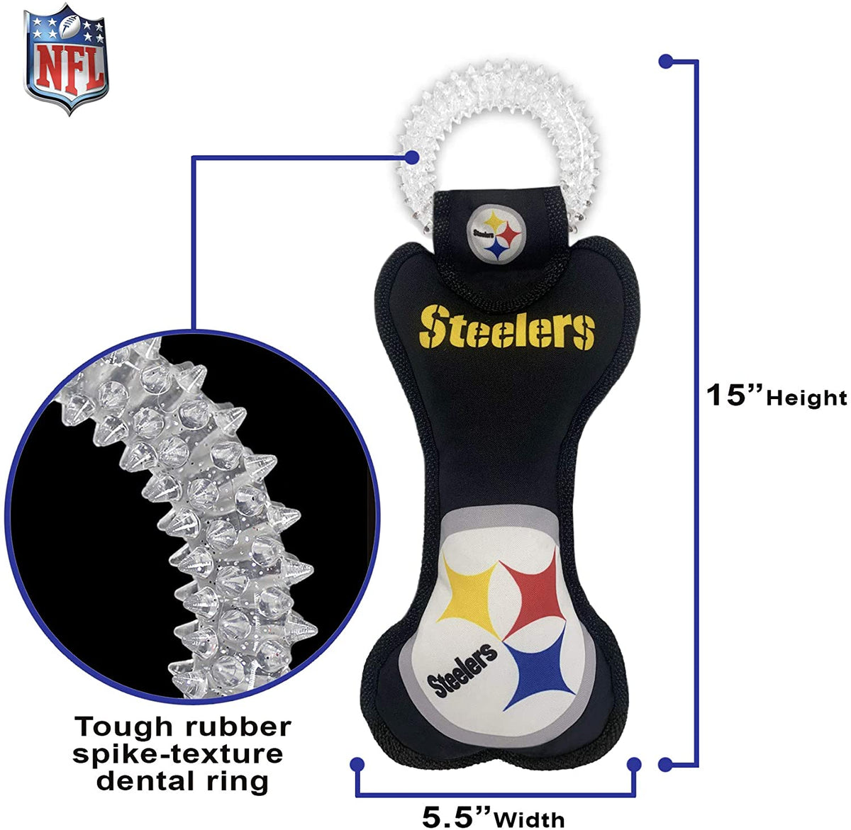 Pittsburgh Steelers Dental Tug Toys - 3 Red Rovers
