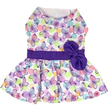 Purple Butterfly Harness Dress with Leash - 3 Red Rovers