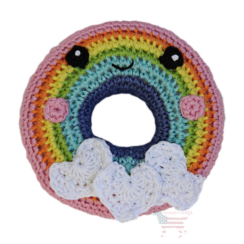 Rainbow Donut Handmade Knit Knack Toys - 3 Red Rovers