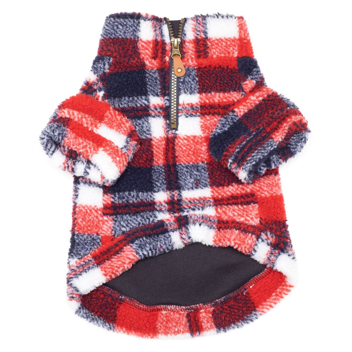 Red & Navy Plaid Fleece Pullovers - 1/4 Zip Pull - 3 Red Rovers