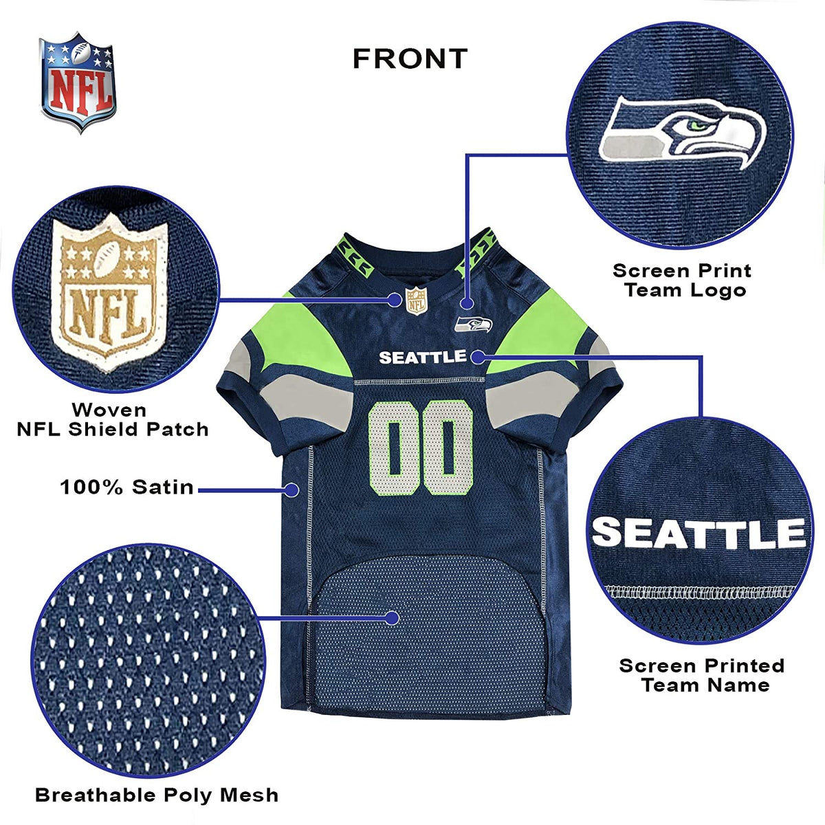 Seattle Seahawks Pet Jersey - 3 Red Rovers