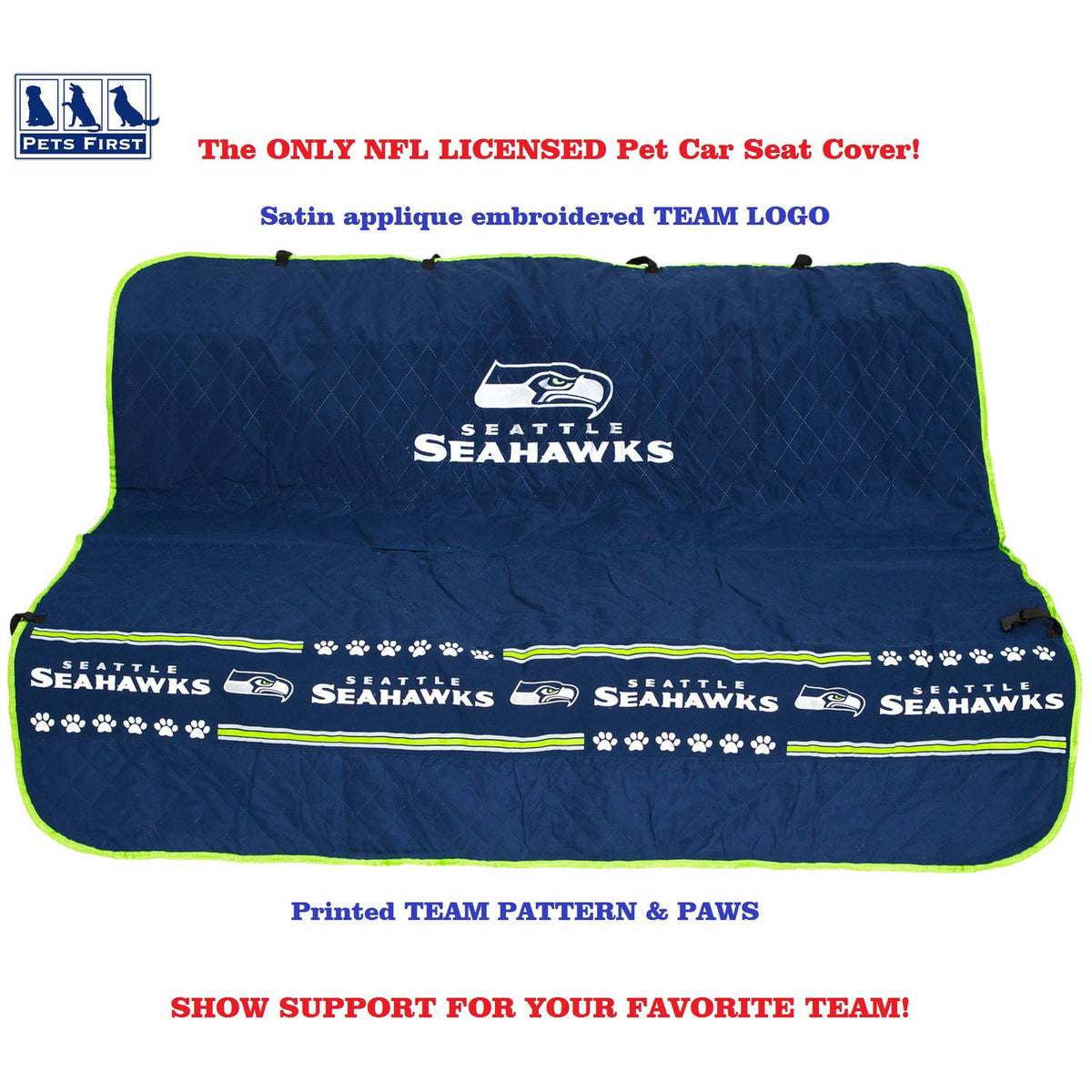 Seattle Seahawks Pet Car Seat Protector - 3 Red Rovers