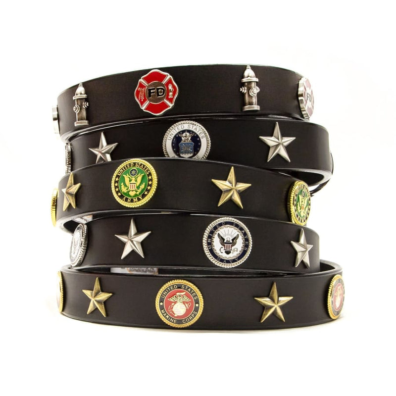 Army Service Emblem Premium Leather Collars - 3 Red Rovers