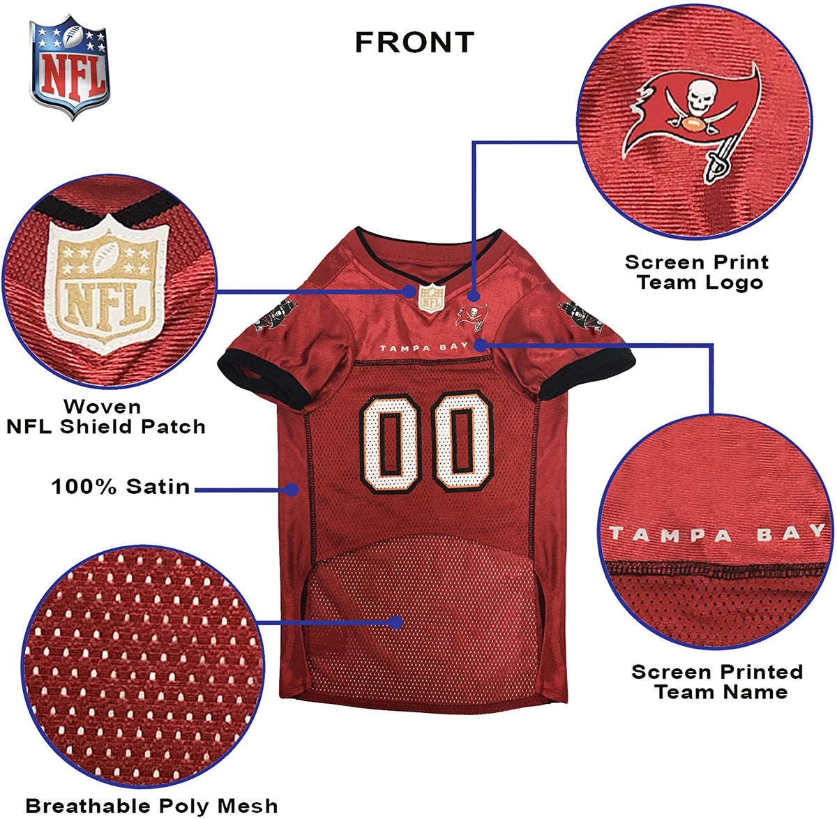 Tampa Bay Buccaneers Pet Jersey – 3 Red Rovers