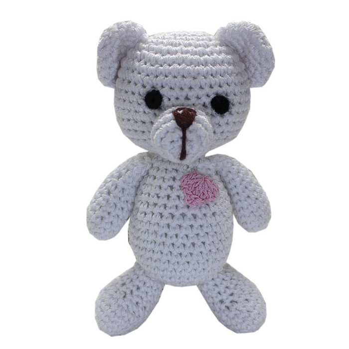 Teddy the White Bear Handmade Knit Knack Toys