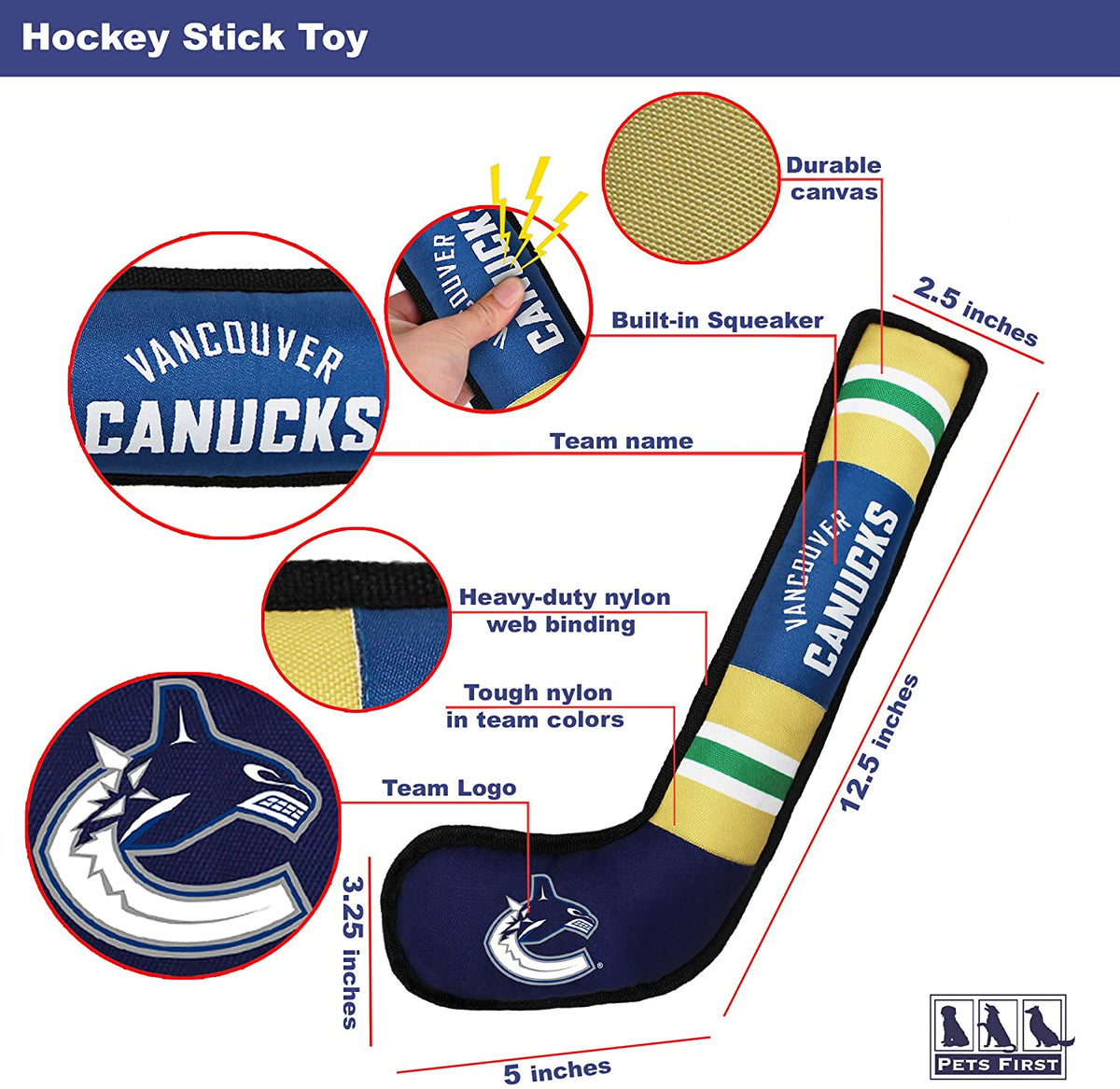 Vancouver Canucks Hockey Stick Toys - 3 Red Rovers