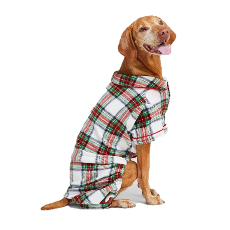 Red and black flannel dog pajamas sales
