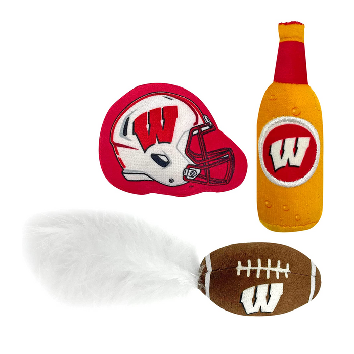 WI Badgers 3 piece Catnip Toy Set - 3 Red Rovers